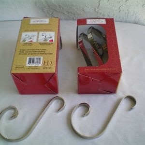 6 Ornate silver tone stocking heavy duty holder